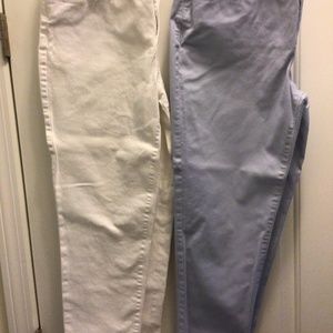 Talbots JeansPetites TWO Pair White and Blue